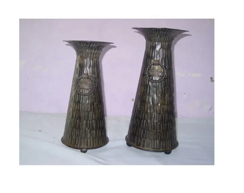 Fine Quality Patina Hammered Metal Flower vase for garden