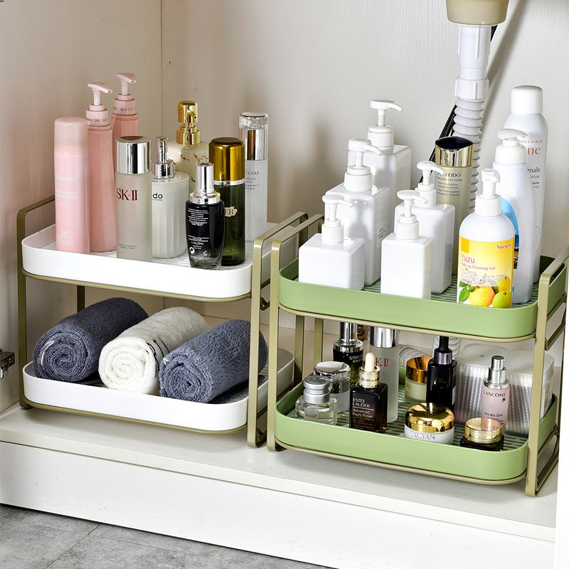 2-Tier Multi-Functional Storage Organizer With Removable Drain Tray， Green