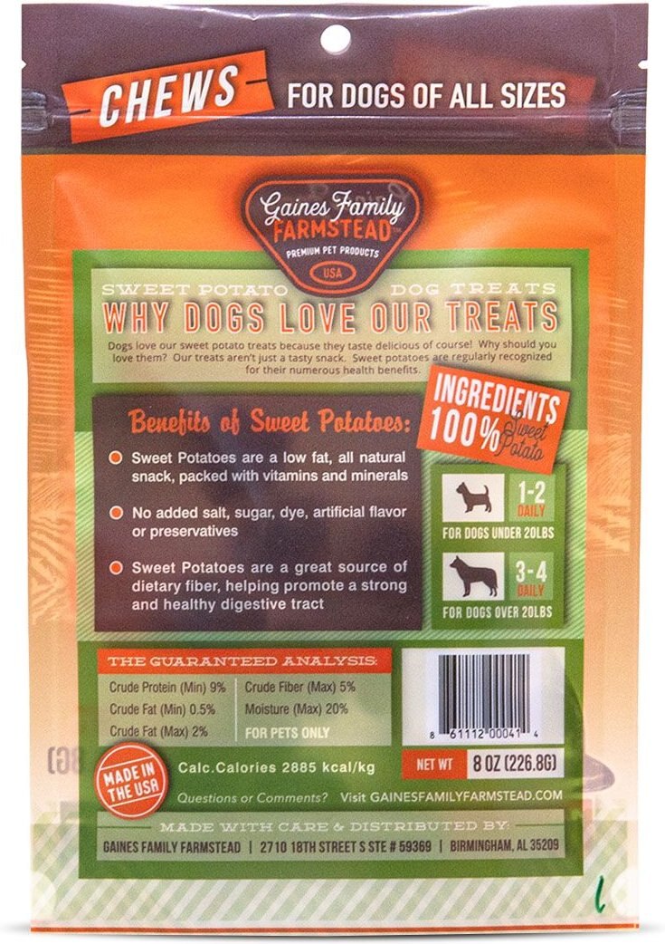 Gaines Family Farmstead Sweet Potato Chews Grain-Free Dog Treats