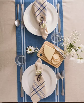 Design Imports Chambray French Stripe Table Runner 14 x 108