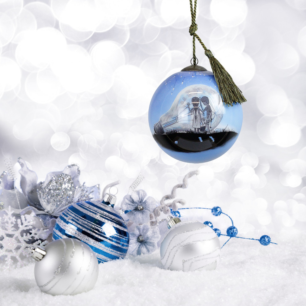 The Night We Broke The Moon Glass Ornament Collection  Set of 3   Contemporary   Christmas Ornaments   by overstockArt  Houzz