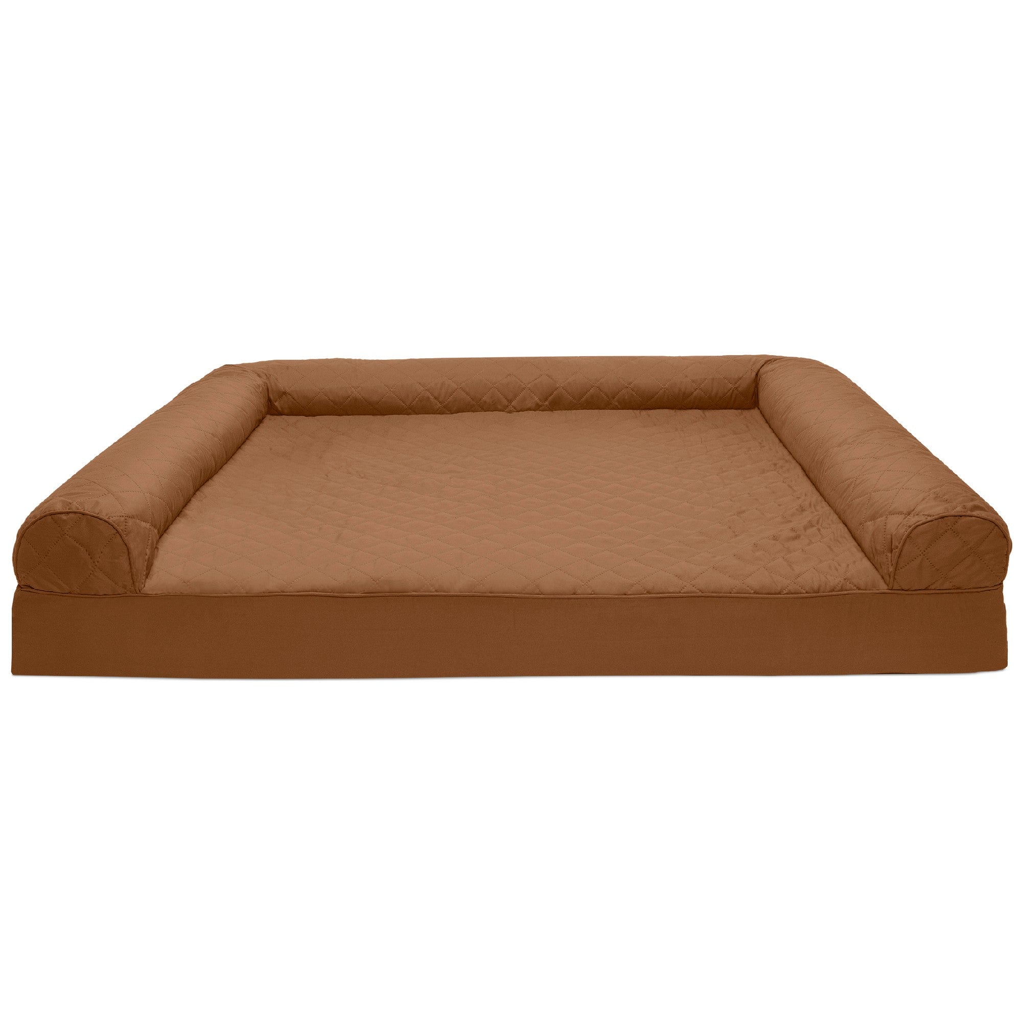 FurHaven | Orthopedic Quilted Sofa Pet Bed for Dogs & Cats, Toasted Brown, Jumbo Plus