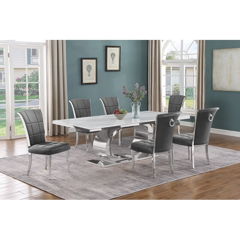 Best Quality Furniture D432/3 SC320 7 Dining Set with 87\