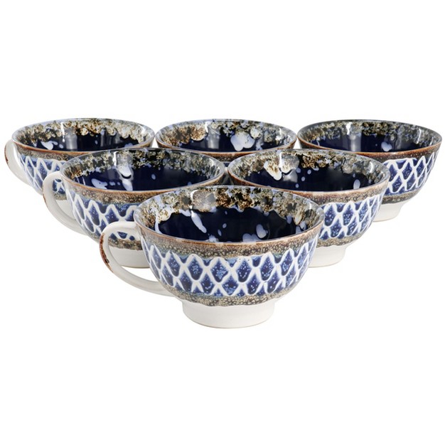 Meritage Otis 6 Piece 27 Ounce Stoneware Soup Bowl With Handle Set