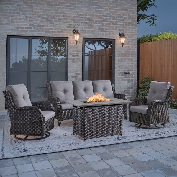 Patio Sofa Sets with Fire Pit Table