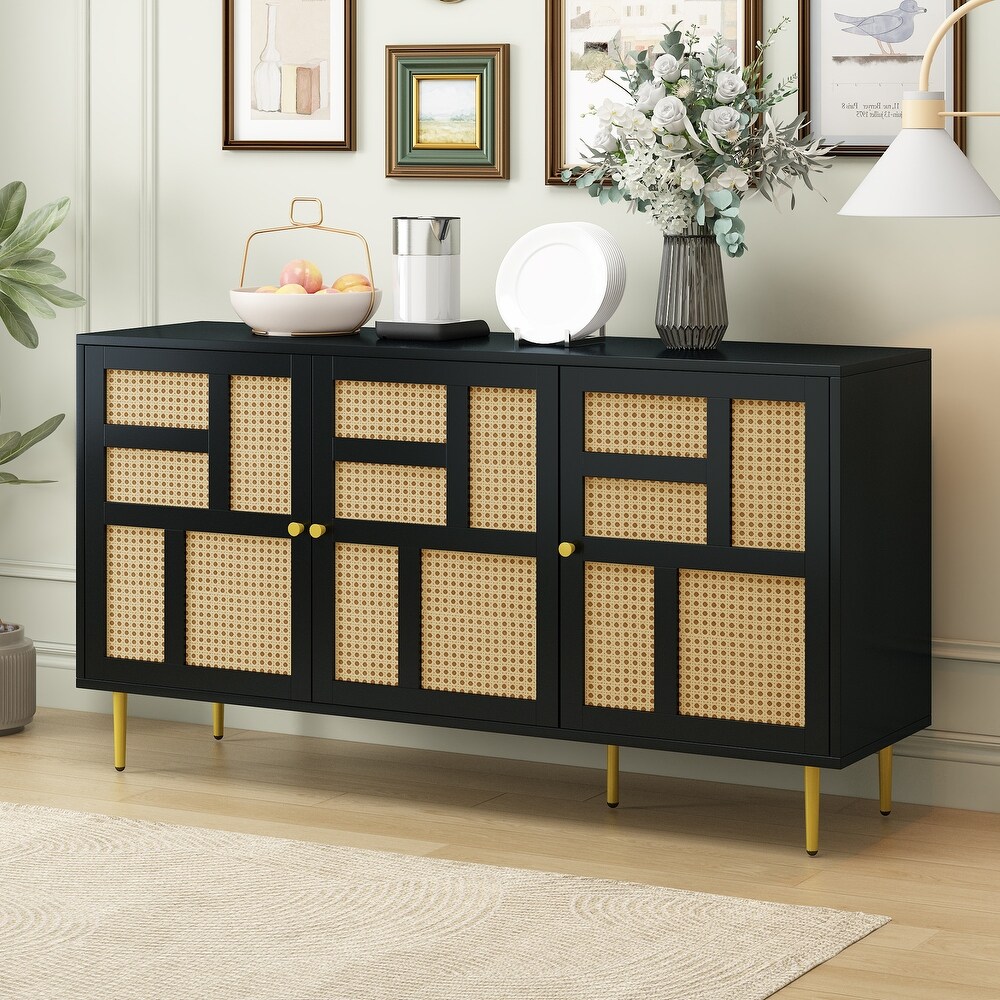 TV Stand with Rattan Door for Televisions up to 55\