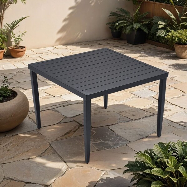 Outdoor Patio Aluminum Square Dining Table，Black