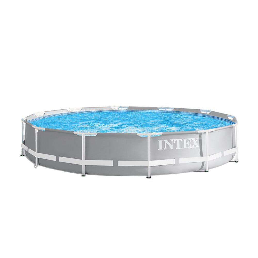 Intex 12 ft. Round 30 in. D Metal Frame Pool with 530 GPH Pool Cartridge Filter Pump 26711EH + 28603EG