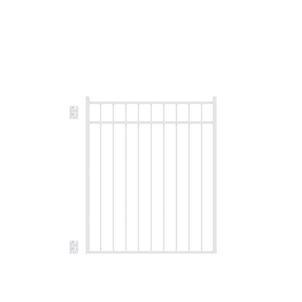 Barrette Outdoor Living Natural Reflections 4 ft. x 4-12 ft. White Standard-Duty Aluminum Straight Pre-Assembled Fence Gate 73009909