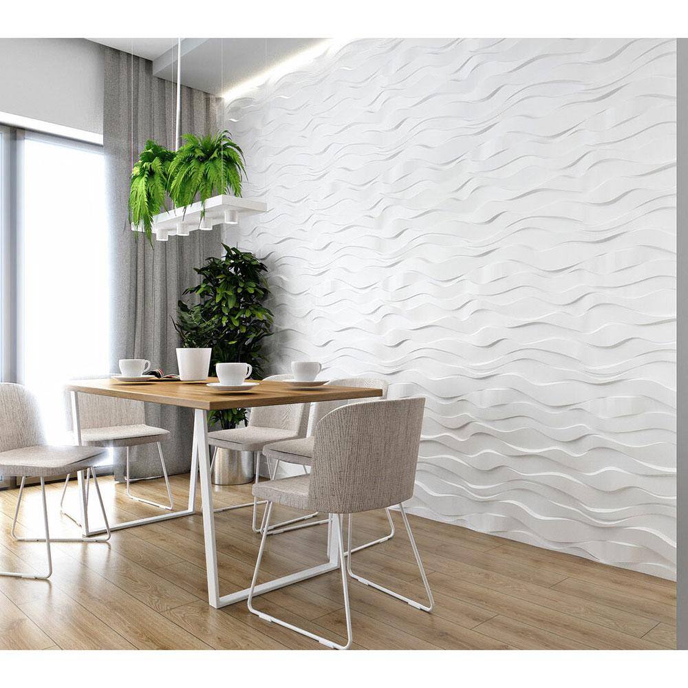 A La Maison Ceilings Zephyr Plain White 2 ft. x 2 ft. Seamless Foam Glue-up 3D Wall Panel (24 sq. ft.case) ZR-SWP-PW-6