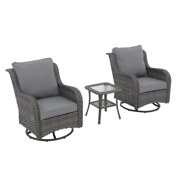 Outdoor Wicker 360 Degree Swivel Chairs with Square Table