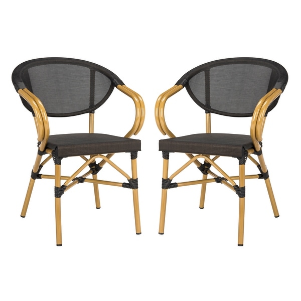 SAFAVIEH Burke Stacking Black Arm Chair (Set of 2)