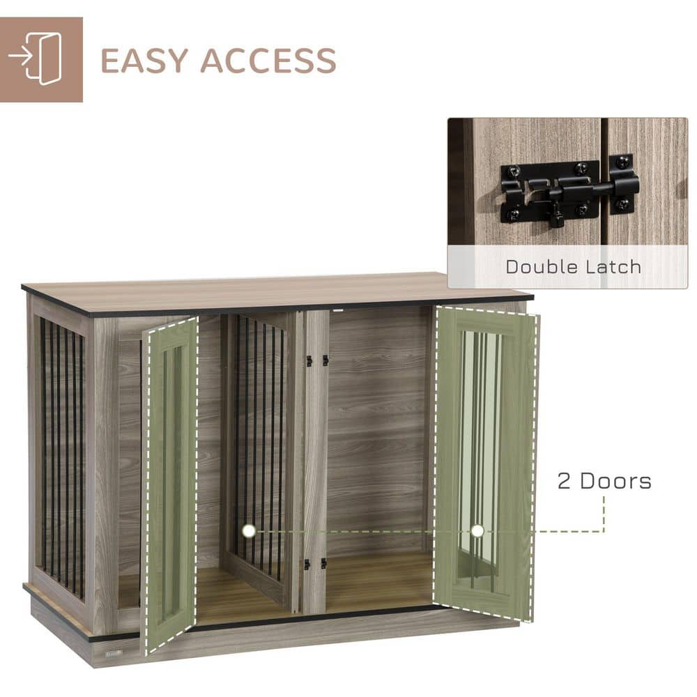 PawHut Furniture Style Dog Crate with Removable Panel, End Table with Two Rooms Design - Large D02-087V80