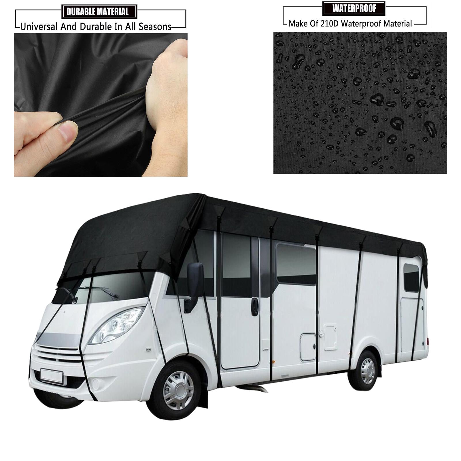 Portable RV Roof Cover Water Motorhome Tarpaulin Protective Wind Collapsible Dust for Travel Trailers 8.5m x