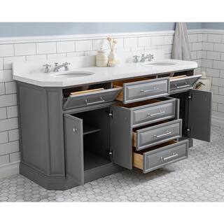 Water Creation Palace 72 in. W Bath Vanity in Cashmere Grey with Quartz Vanity Top with White Basin PA72A-0100CG