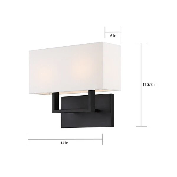 Tribeca 2 Light Vanity -with White Linen Shade Aged Bronze Finish