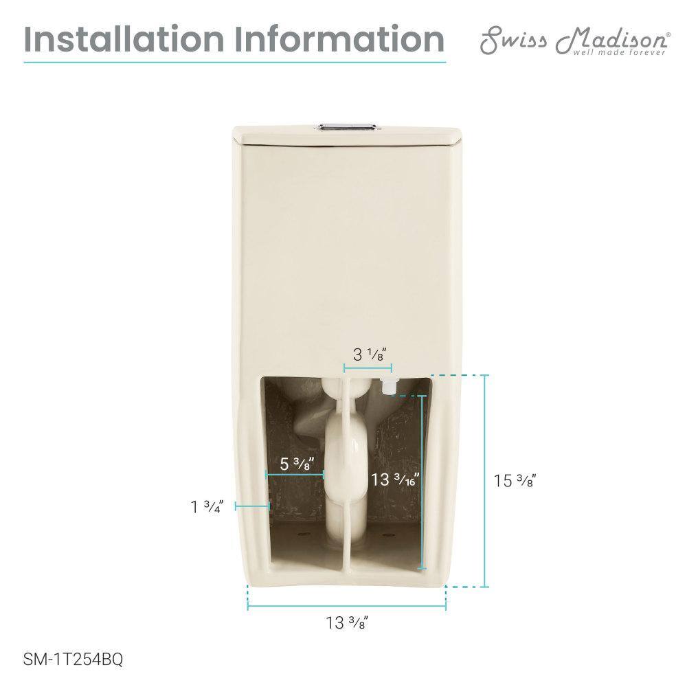 Swiss Madison St. Tropez 1-Piece 1.11.6 GPF Dual Flush Elongated Toilet in Bisque Seat Included SM-1T254BQ