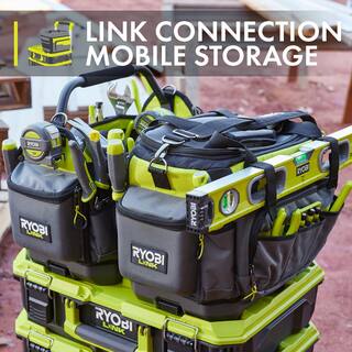 RYOBI LINK 17 in. Tool Bag with Tool Organizer Including Tape Measure Clip and Synching Level Straps STM601