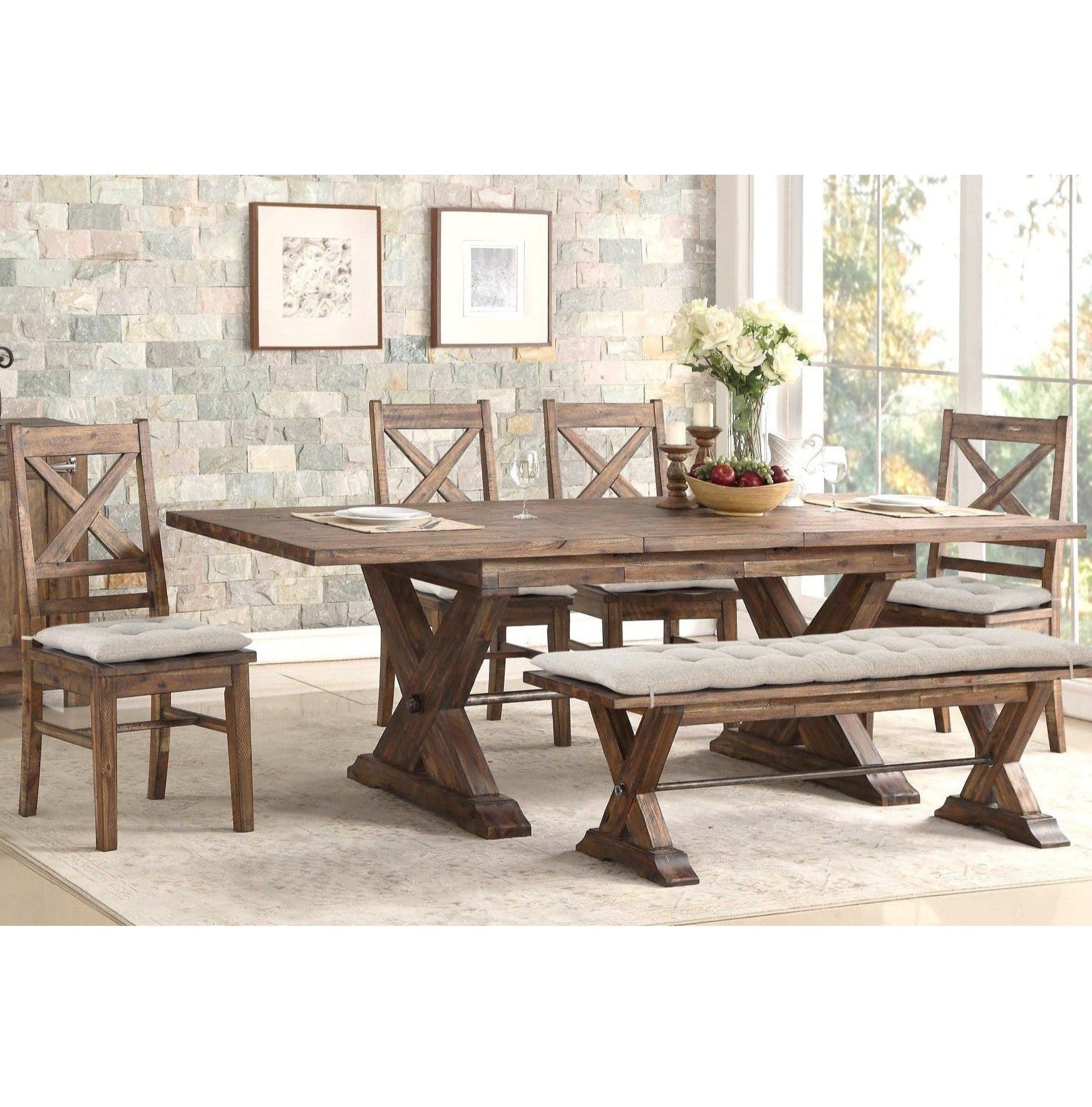 Rustic Dining Set - Extendable (75-94) with Butterfly Leaf