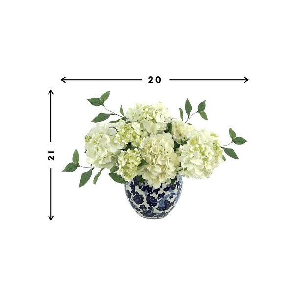 Hydrangea Floral Arrangement in Decorative Ceramic Vase