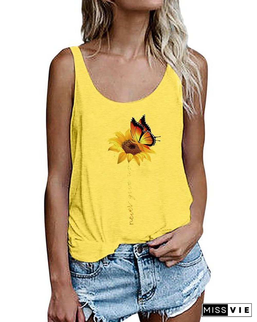 Floral Print Tank Tops Sleeveless Vest T-shirt