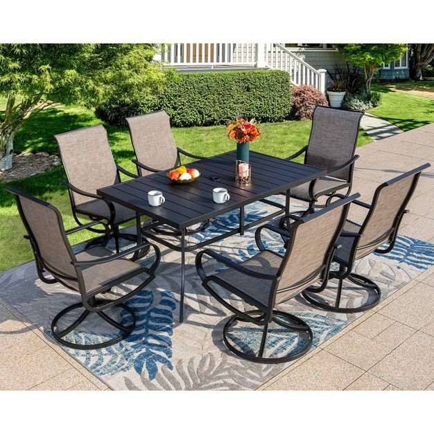 Outdoor Rectangle Steel Dining Table Black Captiva Designs