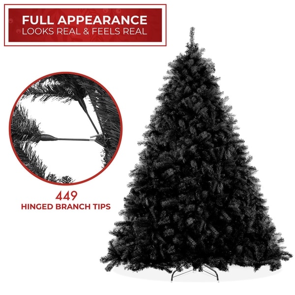 4.5FT Black Spruce Artificial Holiday Christmas Tree with Metal Stand