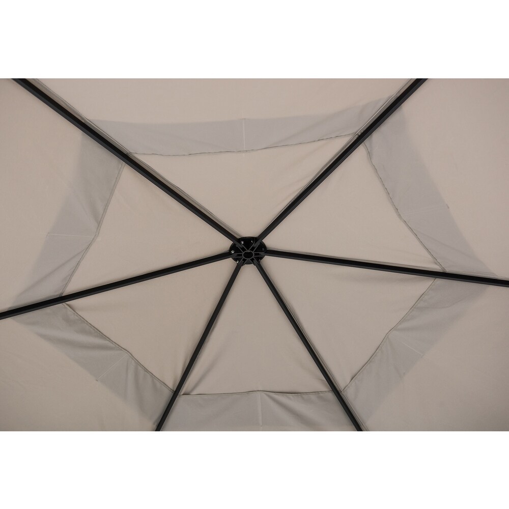 Sunjoy Patio 11 ft. x 11 ft. Gray and Black 2 tone Pop Up Portable Hexagon Steel Gazebo