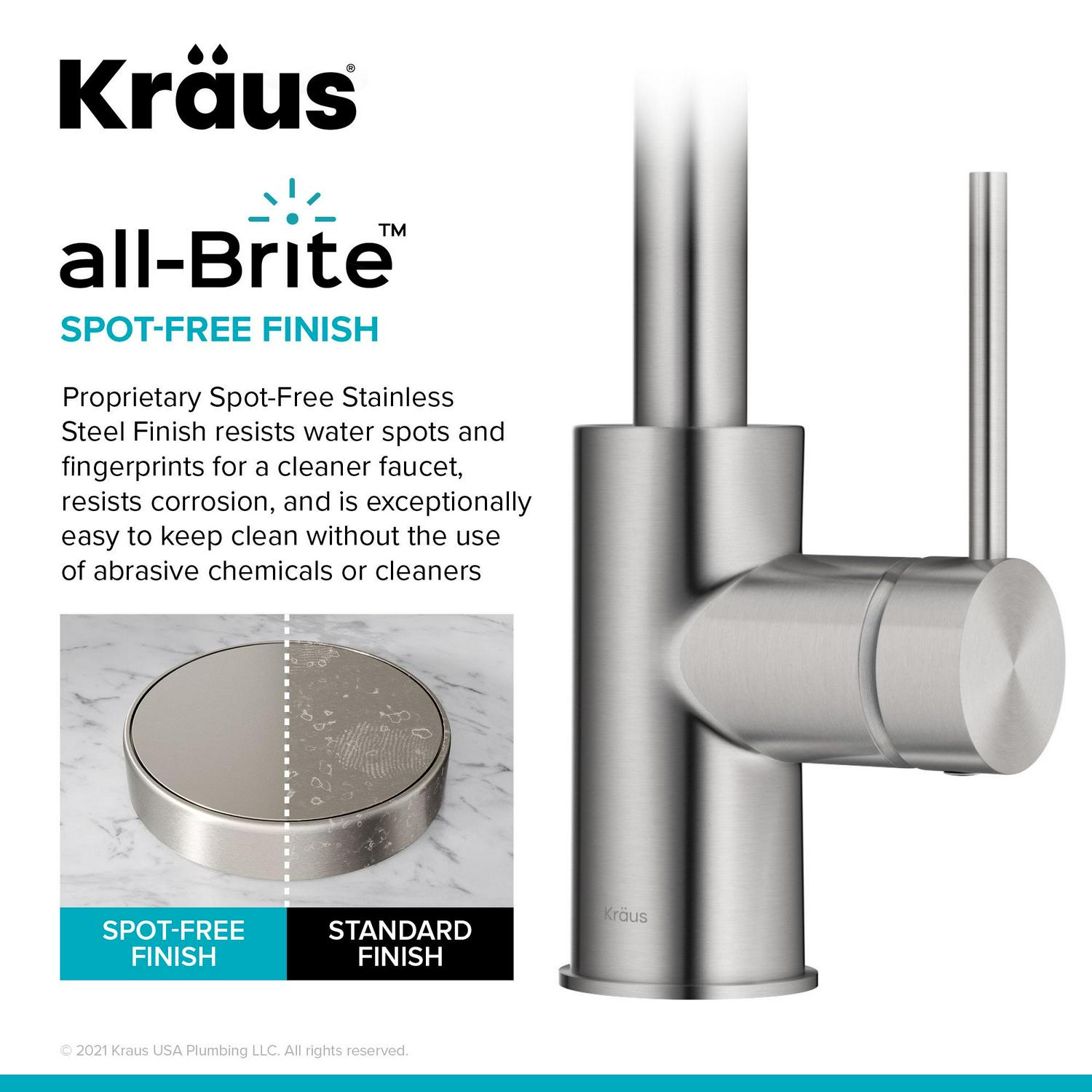 KRAUS Spot Free Oletto Single Handle Kitchen Bar Faucet in all-Brite Stainless Steel Finish