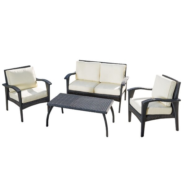 Honolulu Outdoor 4piece Cushioned Wicker Seating Set by Christopher Knight Home