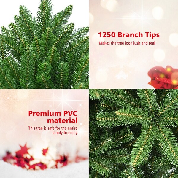 Gymax 6ft Artificial Christmas Fir Tree w/ 1250 Premium Hinged Branch