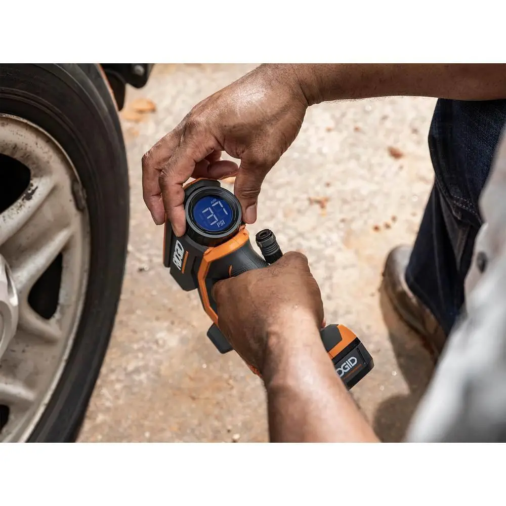 RIDGID 18V Cordless Portable Inflator Kit with 2.0 Ah Battery and Charger R87044KN