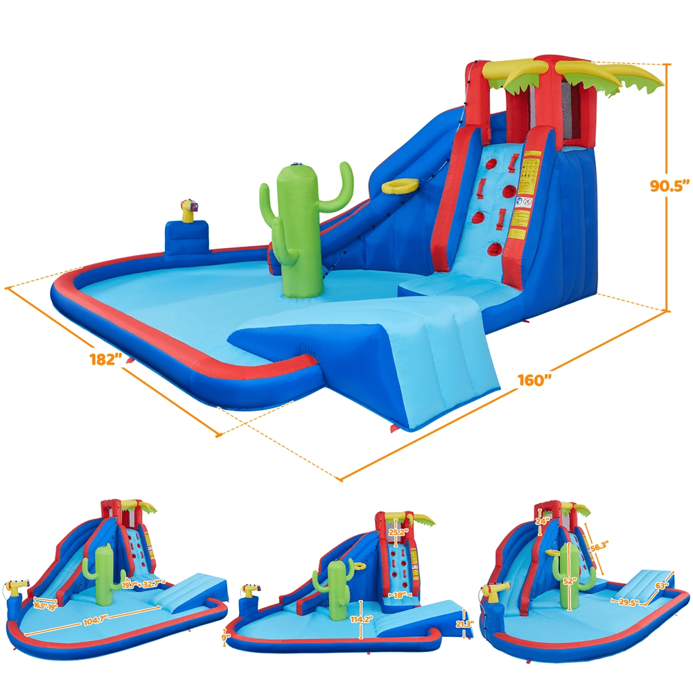 SmileMart 15.2′ L x 13.4′ W x 7.5′ H Inflatable Water Slide with Storage Bag & 520 W ETL-Certified Blower for Kids