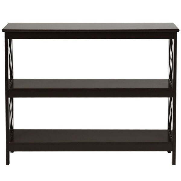 Costway 3-Tier Console Table x-Design Bookshelf Sofa Side Accent Table - 39.5'' x 12'' x 31.5''