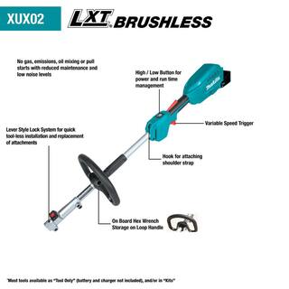 Makita 18V LXT Lithium-Ion Brushless Cordless Couple Shaft Power Head Kit w13 in. String Trimmer Attachment (4.0Ah) XUX02SM1X1