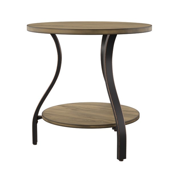 The Gray Barn Buffalo Horn Wood and Metal End Table