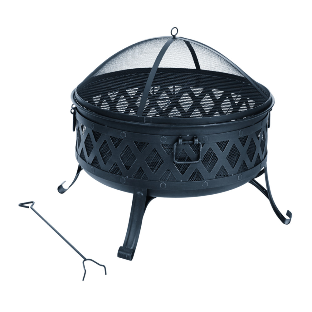 Living Accents Lattice Round Fire Pit Black Steel