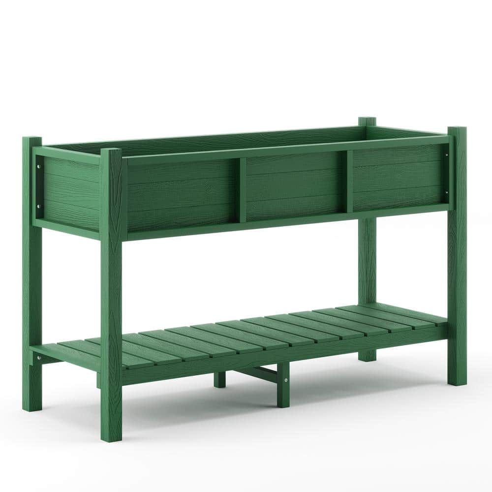 LUE BONA Raised Garden Bed， Elevated Wood Planter Box Stand for Backyard， Patio， Balcony-Green DPTHD23002-4