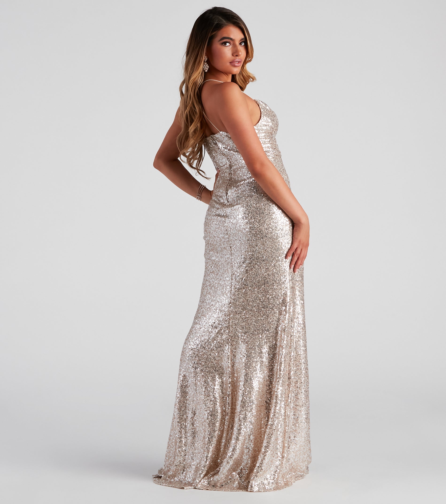 Delilah Formal Sequin High Slit Dress