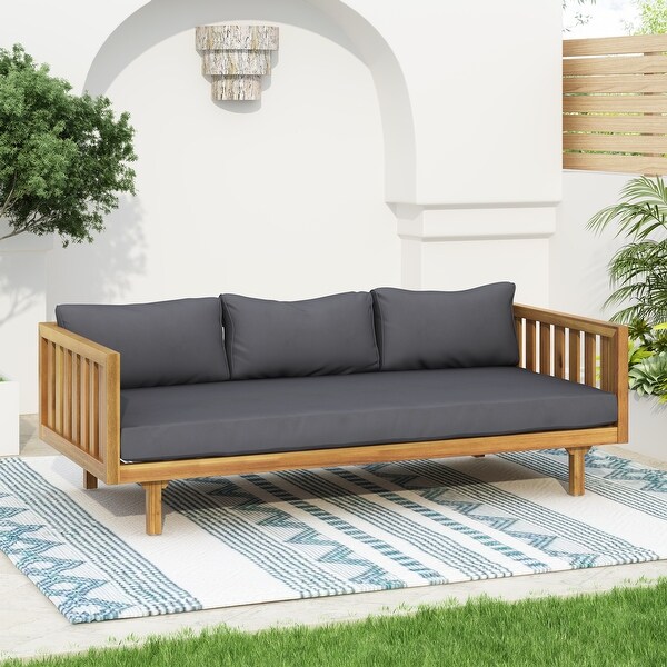 Claremont Farmhouse Outdoor 3 Seater Daybedy with Waterfabric Cushion by Christopher Knight Home