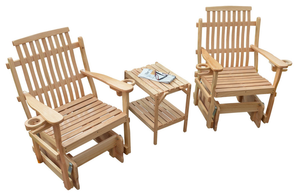 Bent Oak Glider Chair Set   Transitional   Outdoor Lounge Sets   by Furniture Barn USA  Houzz