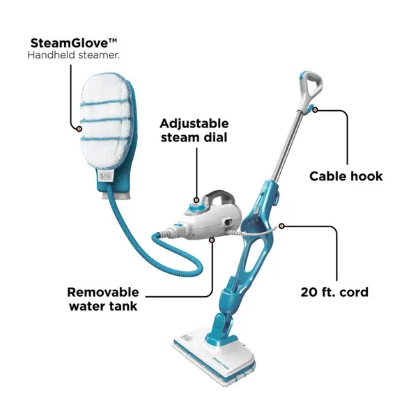 Black + Decker 7in1 Steam-Mop With SteamGlove Handheld Steamer