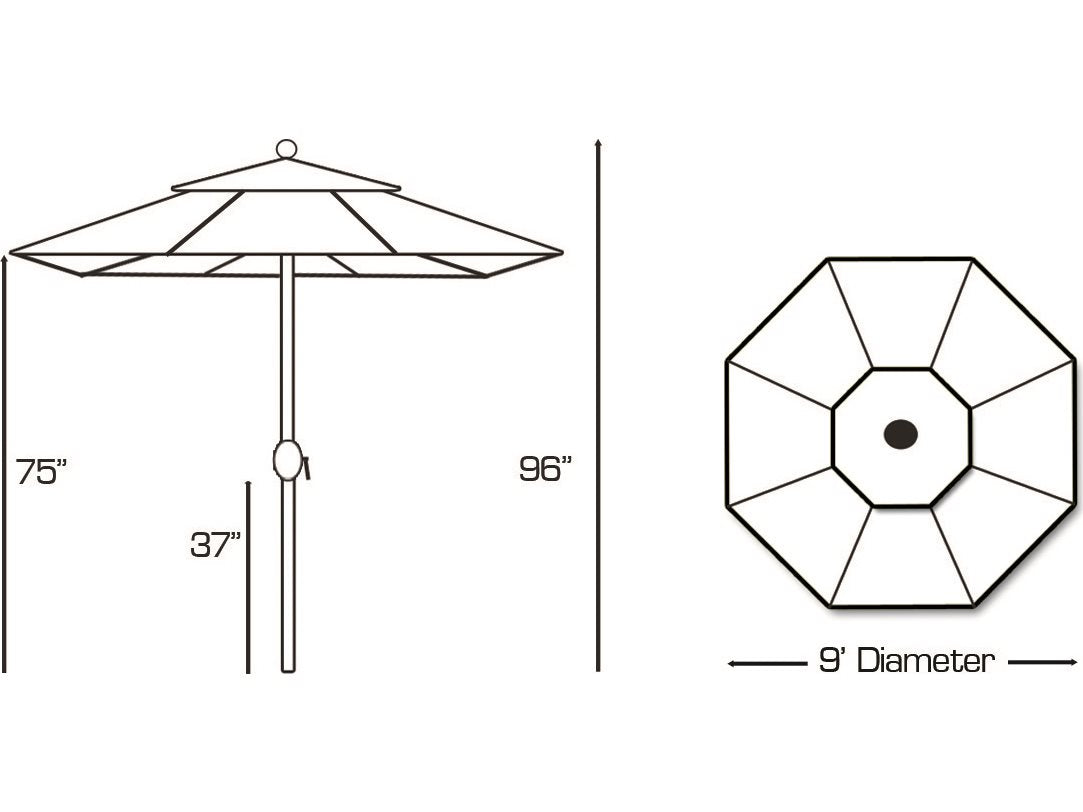 Galtech Aluminum 9 Foot Crank Lift Auto Tilt Umbrella 736 Series