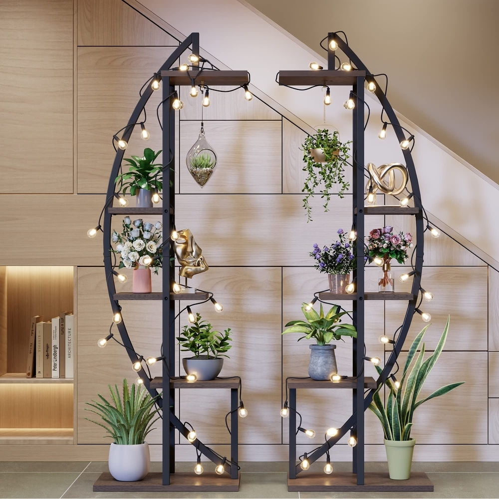 EROMMY Metal Plant Stand for Indoor Plants Multiple  Plant Shelf for Planter Display  Half Moon Plant Stand for Balcony