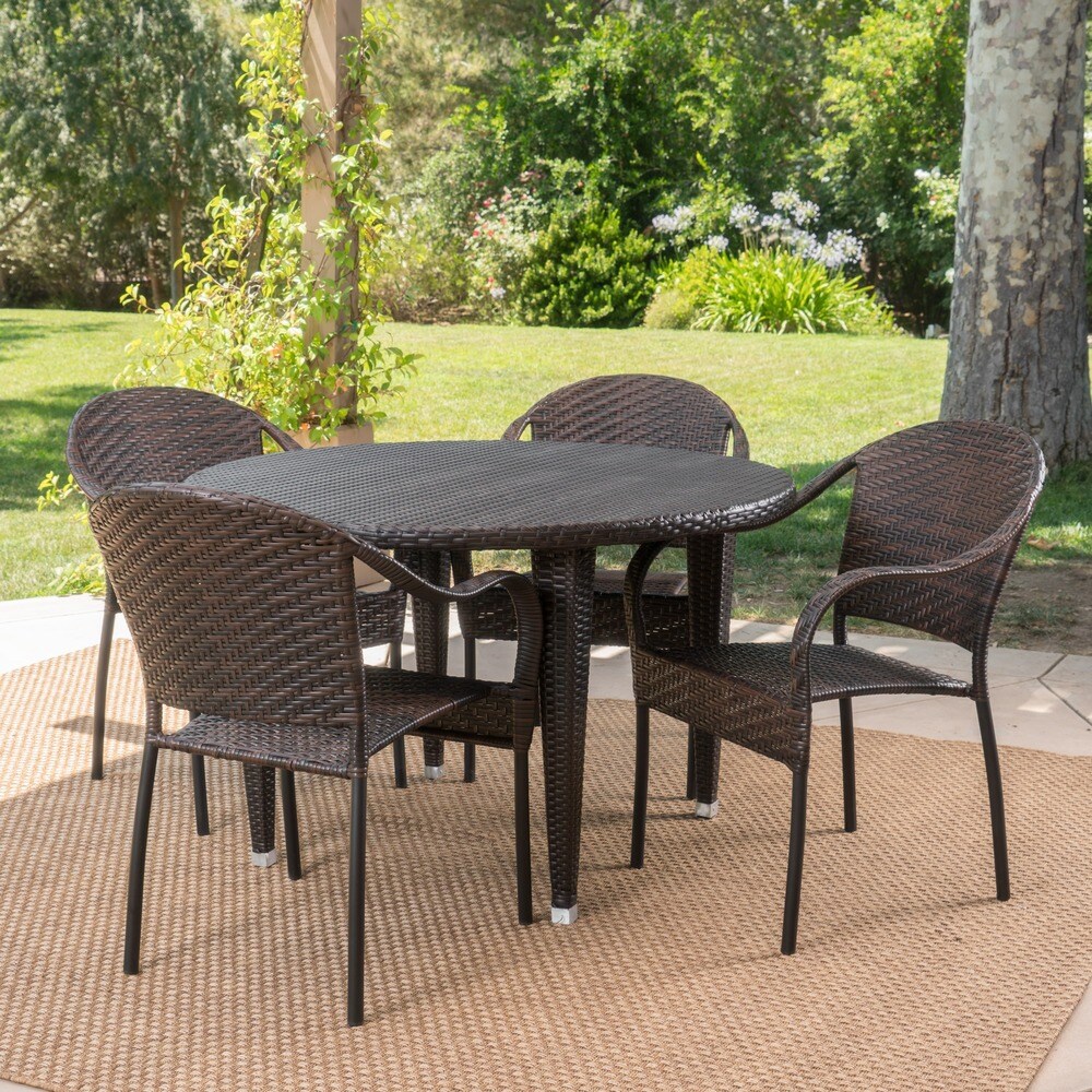 Belvedere Outdoor 5 piece Round Dining Set by Christopher Knight Home