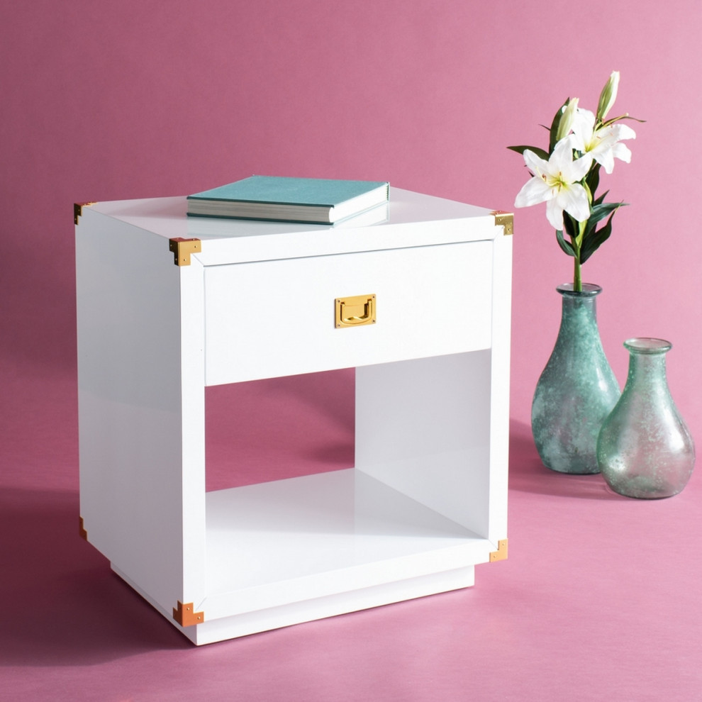 Christian Lacquer Side Table White   Contemporary   Side Tables And End Tables   by AED Luxury Home Decor  Houzz