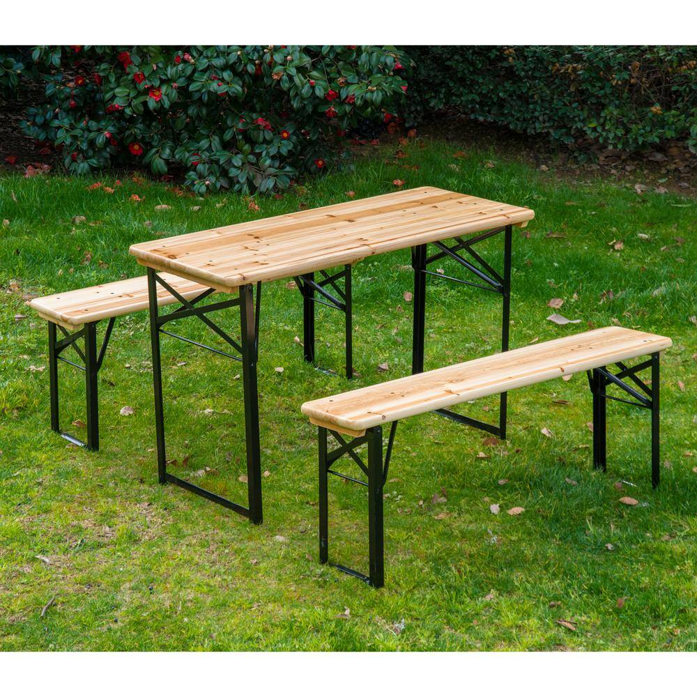 Outsunny 6 ft. Wooden Folding Picnic Outdoor Table Bench Set 840-023