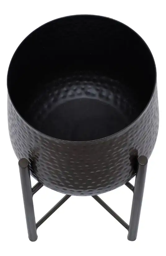 Garden Supplies Black Metal Planter Home Floor Decorative Metal Pots and Planters Garden Supplies at Wholesale