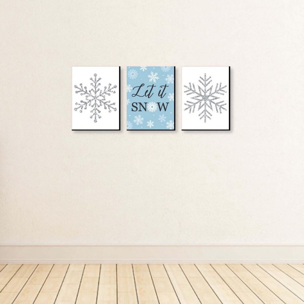 Big Dot Of Happiness Winter Wonderland Holiday Wall Art And Blue Snowflake Decorations 7 5 X 10 Inches Set Of 3 Prints