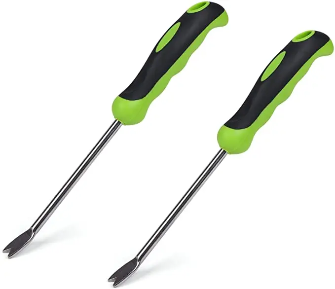 2 Pack Garden Hand Weeder Tool with Ergonomic Handle Stainless Steel Garden Lawn Weed Tools